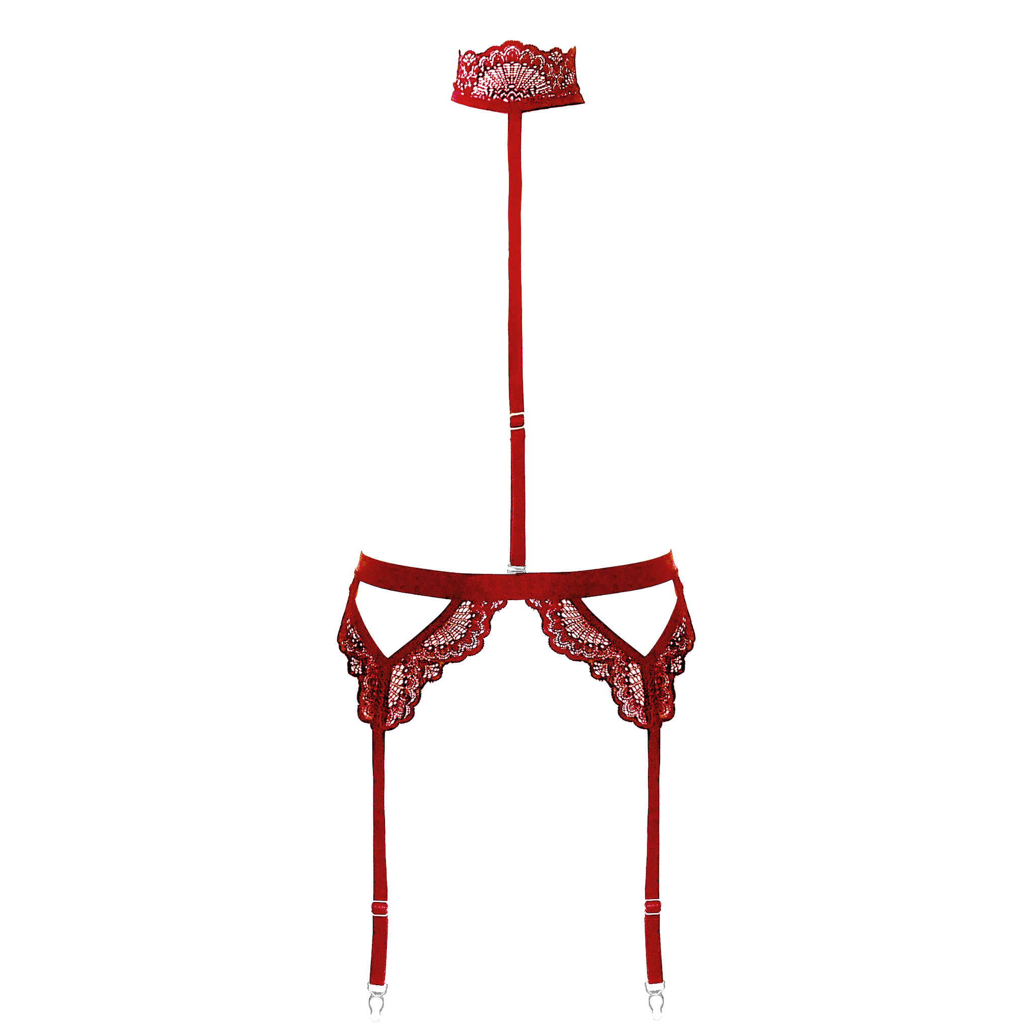 Kane Garter With Removable Choker - Ruby