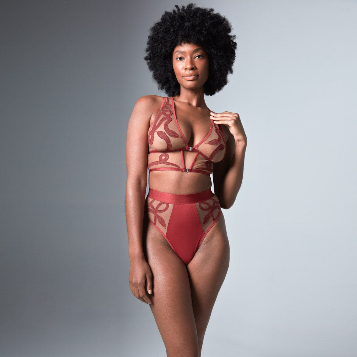 Medusa High Waisted Bikini - Oxblood - Available in Multiple Nudes